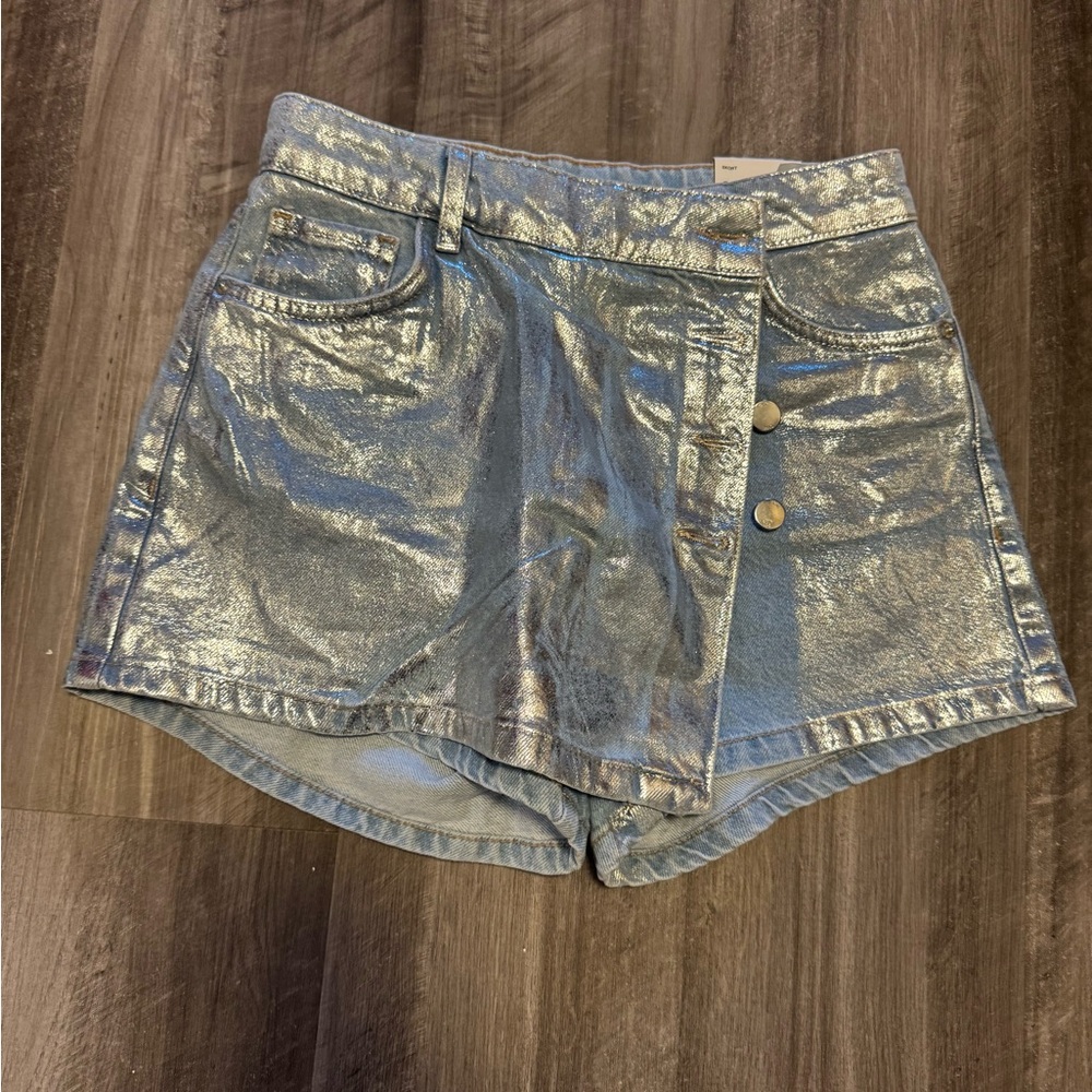 Zara Metallic Women's Denim Shorts